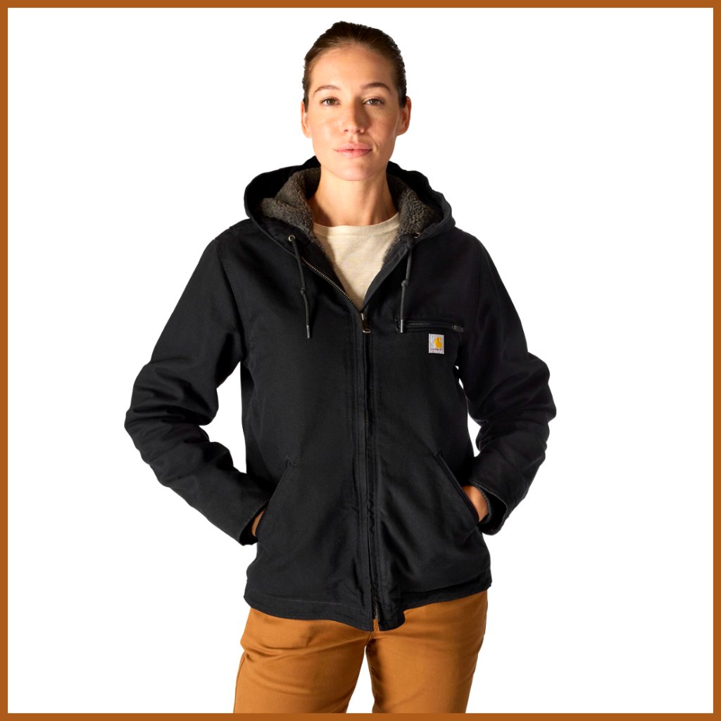 Loose Fit Washed Duck Sherpa Lined Jacket, 100% Cotton Canvas